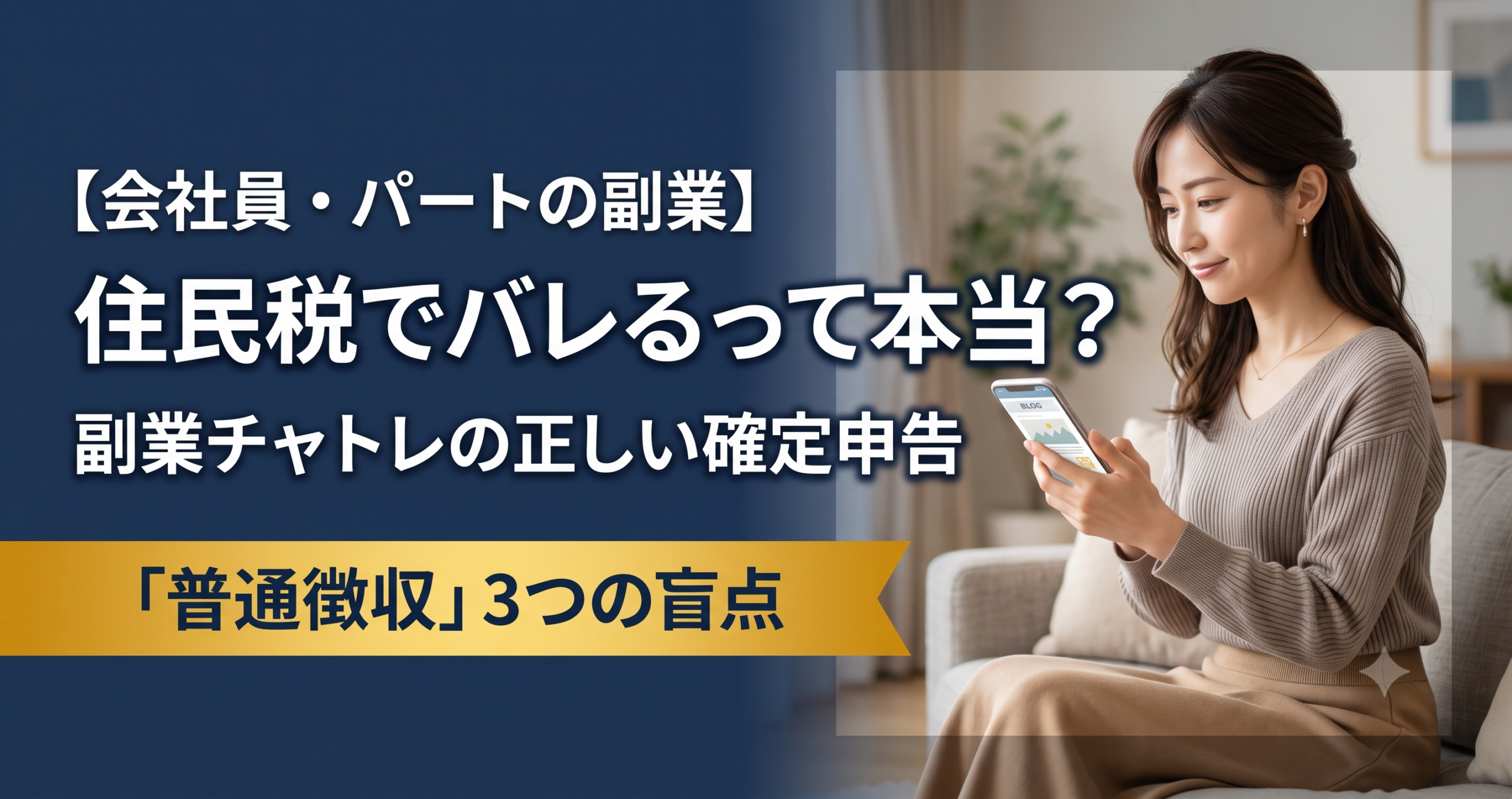 会社員の副業チャットレディ向け、住民税から身バレを防ぐ確定申告の手順解説アイキャッチ画像